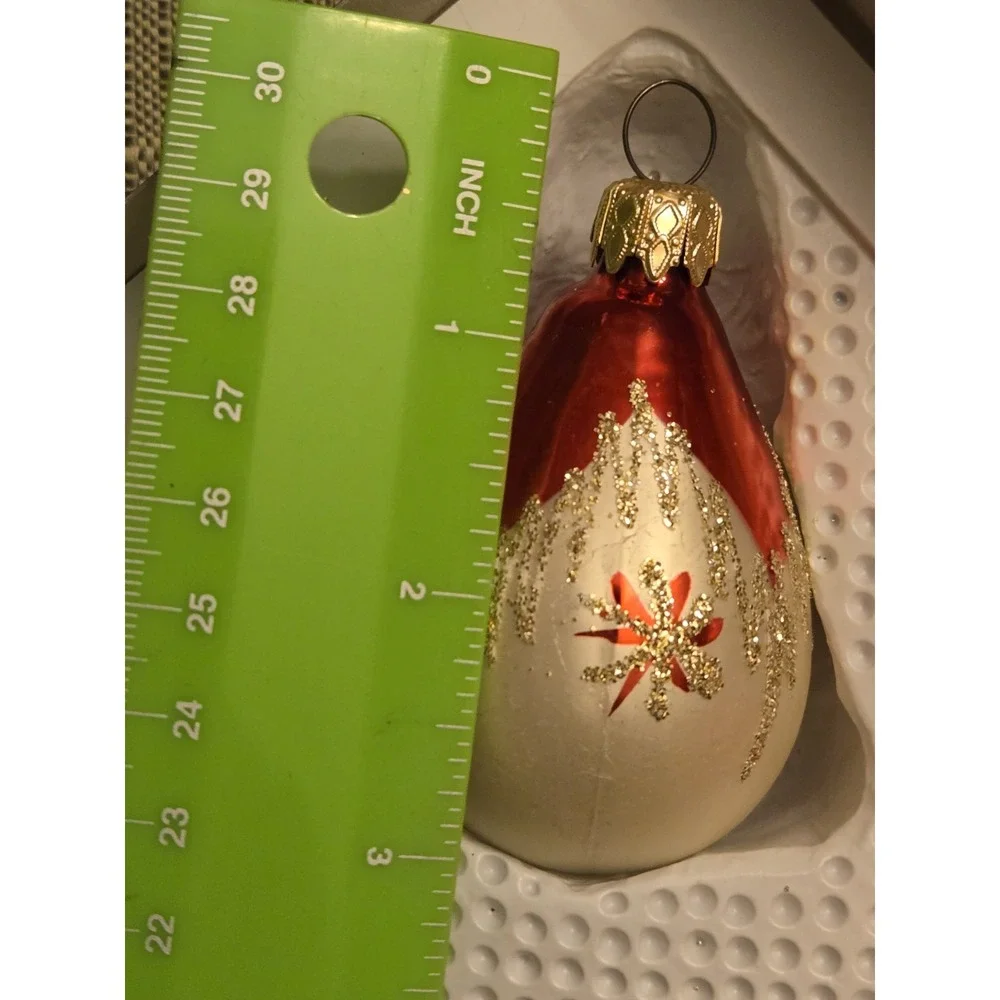 8 Kurt Adler Glass West Germany Painted Tear Drop Vintage Christmas Ornaments